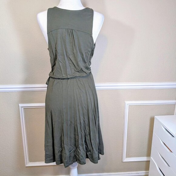 Olive Sleeveless Perfect Summer Wrap Dress - Picture 2 of 3